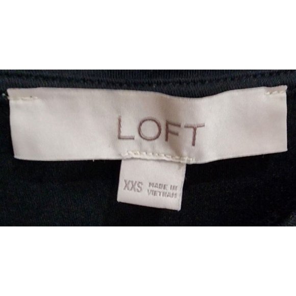Loft Women's Blouse Top Short Sheer Sleeves Clipdot Black Size XXS Pima Cotton - Picture 4 of 7